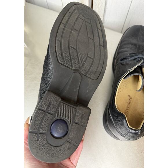 Belvedere Mens Baybridge Black Leather Dress Shoes, Size: 11  VTG Belvedere Bay Bridge Mens Hand Made Black Leather Tie Dress Shoes Size 11.5